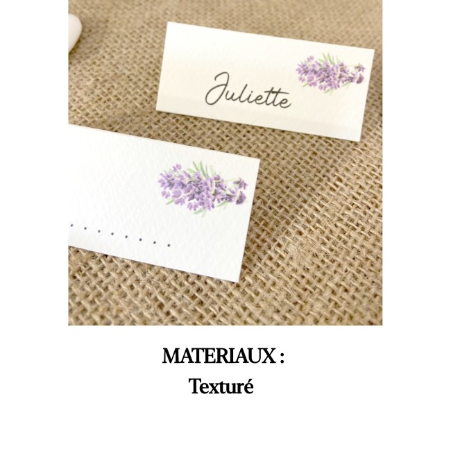 Marque-Place pour Mariage style provençal - Motif Lavande - EPD
