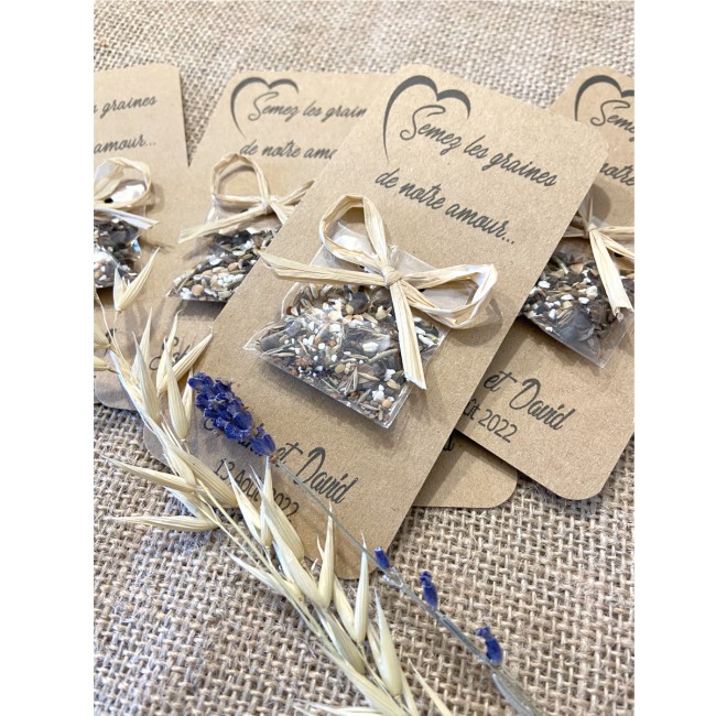 Cadeaux invités personnalisés - Graines a semer pour Mariage thème champêtre - Motif Coeur - EP4