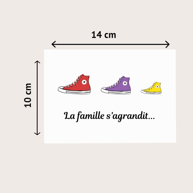 Carte annonce grossesse Personnalisée - La famille s'agrandit - Basket style converse - EP4