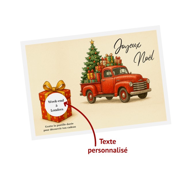 Carte à gratter personnalisée pour message surprise -Cadeau surprise, Voyage surprise - Motif Vintage Camionnette - EP3 Carte à gratter personnalisée pour message surprise -Cadeau surprise, Voyage surprise - Motif Vintage Camionnette - EP3