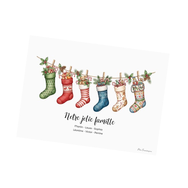 Affiche Famille Personnalisée Chaussettes Noël | Mlle Framboisine - EP6 Affiche Famille Personnalisée Chaussettes Noël | Mlle Framboisine - EP6