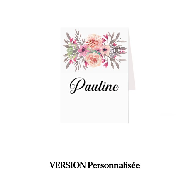 Marque-place mariage Blanc – Motif Bouquet Aquarelle – Décoration florale et poétique - EP4