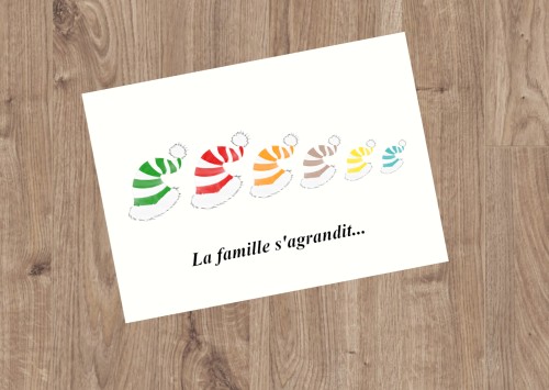 Carte annonce grossesse Personnalisée - Bonnets de noël - La famille s'agrandit - ep2