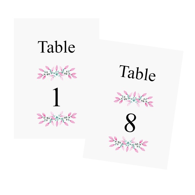 Carte Numéro de table personnalisée pour Anniversaire ou Mariage thème nature florale - Romance fleurie - EP3