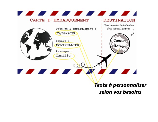Carte à Gratter Voyage Surprise Destination | Mlle Framboisine - EPB