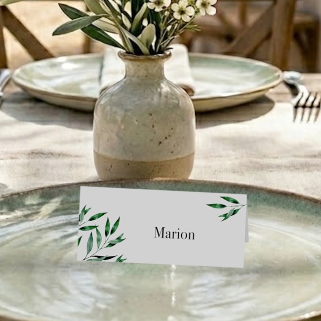 Marque-Place personnalisé - Mariage provençal - Motif Olivier - EP1