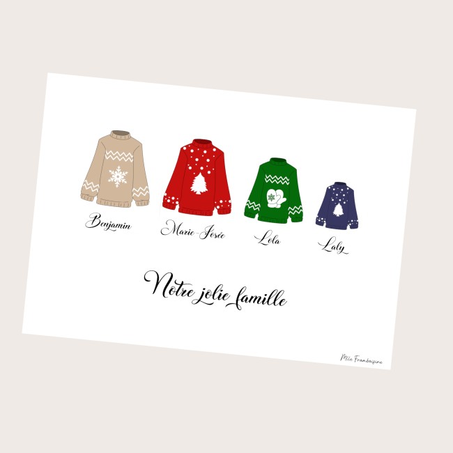 Affiche Famille personnalisée - Décoration de Noël personnalisée - Pulls de Noel - Ep4 Affiche Famille personnalisée - Décoration de Noël personnalisée - Pulls de Noel - Ep4