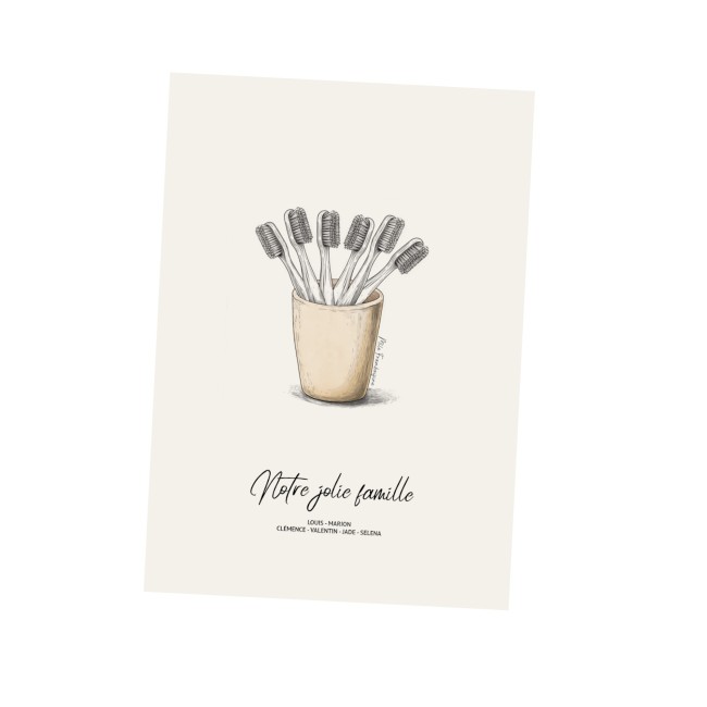 Affiche Portrait de Famille personnalisée - Brosse à dent - Décoration murale pour Salle de bain - EPF Affiche Portrait de Famille personnalisée - Brosse à dent - Décoration murale pour Salle de bain - EPF
