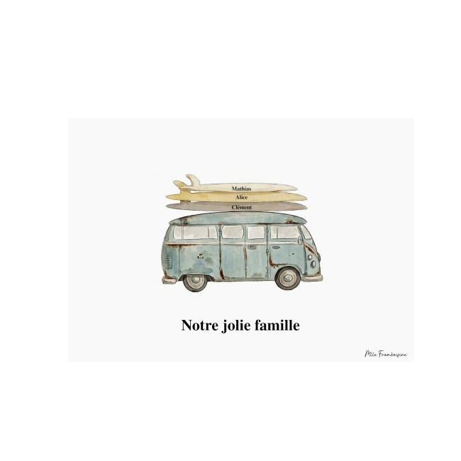 Affiche Famille Personnalisée Van life Surf & Tribu | Mlle Framboisine - EP4 Affiche Famille Personnalisée Van life Surf & Tribu | Mlle Framboisine - EP4