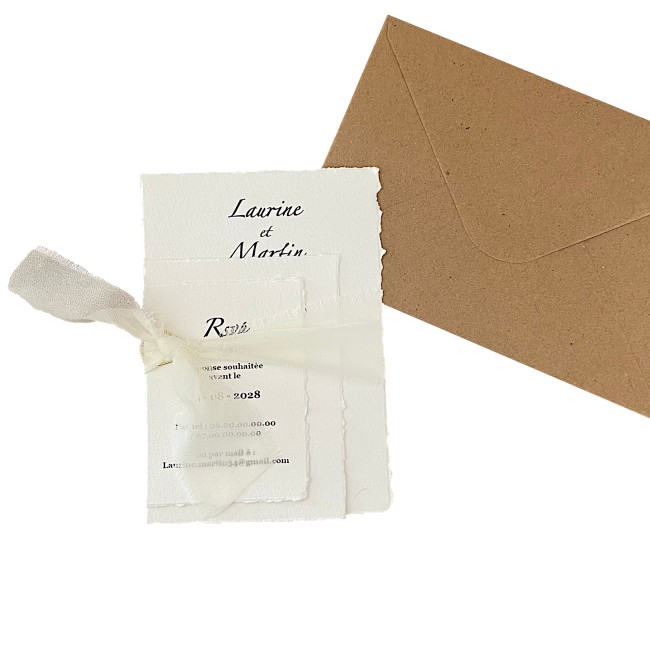 Faire-part de mariage, Invitation de Mariage Papier texturé effet déchiré - EPF