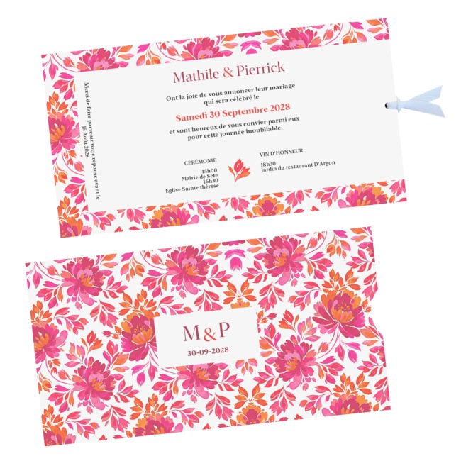 Faire-part, invitation pour mariage style Folk art, Romantic folk _ EP6