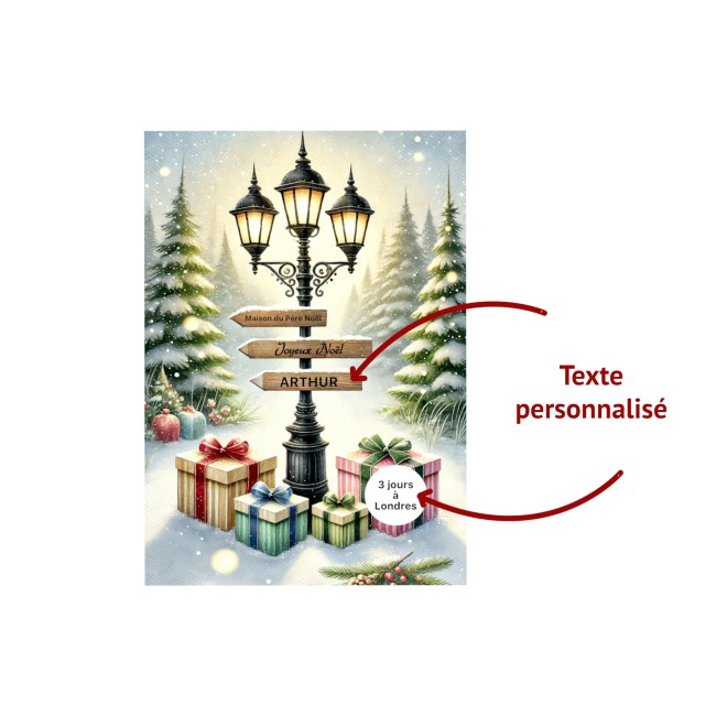 Carte à gratter personnalisée pour message surprise -Cadeau surprise, Voyage surprise - Motif Paysage de Noël - EP3 Carte à gratter personnalisée pour message surprise -Cadeau surprise, Voyage surprise - Motif Paysage de Noël - EP3