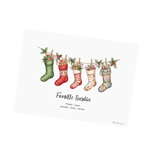 Affiche Famille Personnalisée Chaussettes Noël | Mlle Framboisine - EP5 Affiche Famille Personnalisée Chaussettes Noël | Mlle Framboisine - EP5
