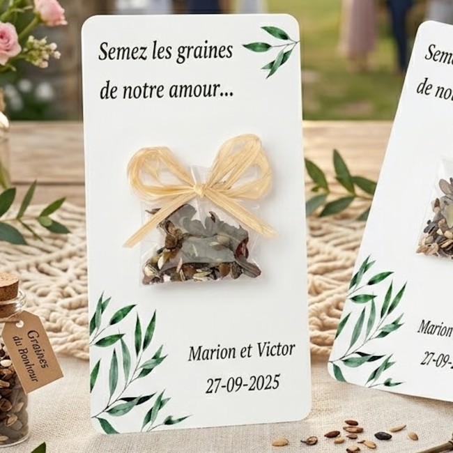 Cadeaux remerciements invités personnalisés - Graines à semer Mariage provençal, Thème Olivier _EPB