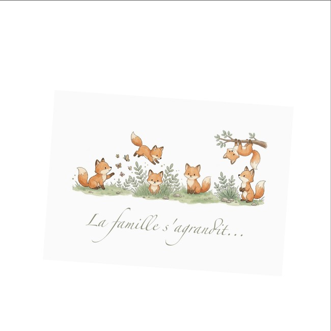 Carte annonce grossesse originale - La famille s'agrandit - Petits renards - EPF Carte annonce grossesse originale - La famille s'agrandit - Petits renards - EPF