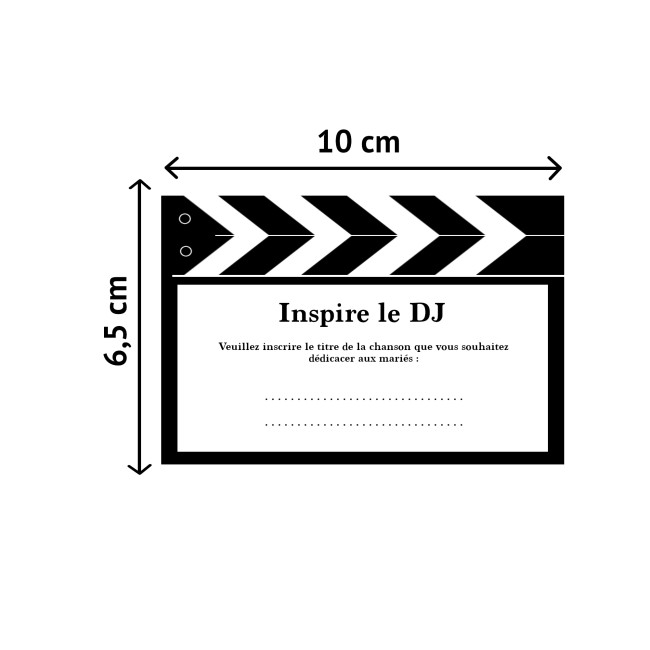 Dédicaces chansons aux marié(e)s - lot de 10 Cartes - Animation mariage ou anniversaire Thème Cinéma - Clap - EPD