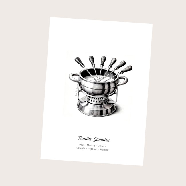 Affiche Famille personnalisée - Fondue Savoyarde - Décoration murale personnalisée - EPD Affiche Famille personnalisée - Fondue Savoyarde - Décoration murale personnalisée - EPD