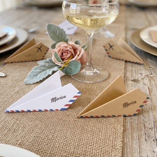 Marque-Places origami Avion - Mariage ou anniversaire - EPA Marque-Places origami Avion - Mariage ou anniversaire - EPA