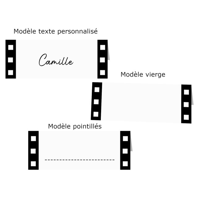 Marque-Places pour mariage ou anniversaire - Motif Cinéma - epB