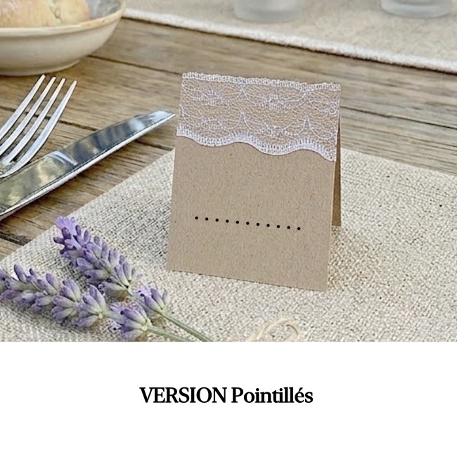Marque-Place chevalet- Style champêtre, bohème - Kraft naturel et dentelle - ep5