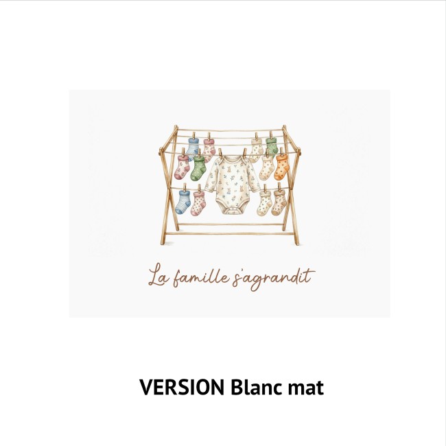 Carte annonce grossesse originale - La famille s'agrandit - Etendoir linge vintage - EP3 Carte annonce grossesse originale - La famille s'agrandit - Etendoir linge vintage - EP3