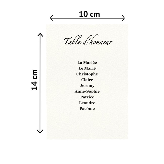 Carte Plan de table personnalisée - Mariage chic et élégant - Papier Texturé et Contours effet déchiré - EPB