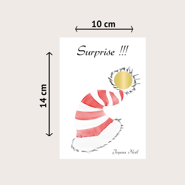 Carte à gratter personnalisée pour message surprise - Annonce surprise - Motif Bonnet de Noël - EP4