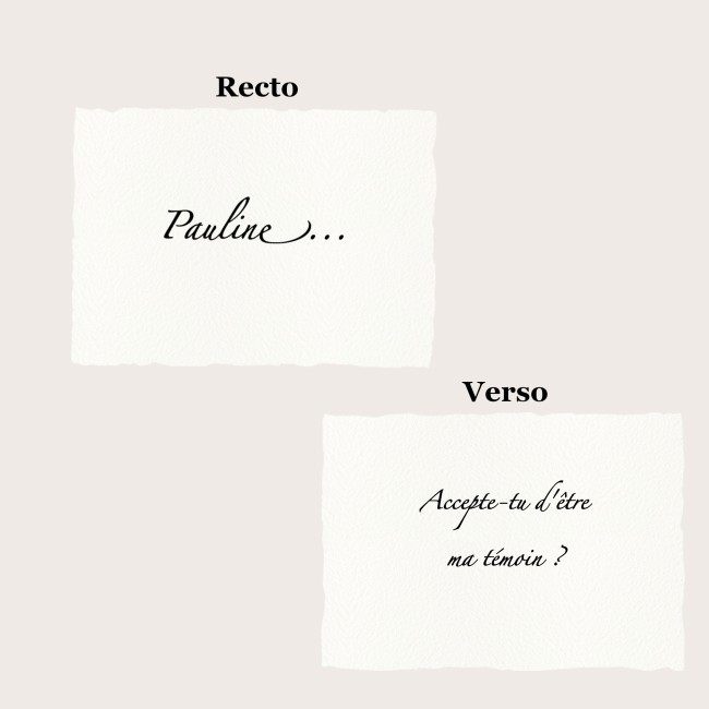 Carte pour Demande de témoin ou Demoiselle d'honneur - Papier aquarelle texturé et contours effets déchirés - EPB