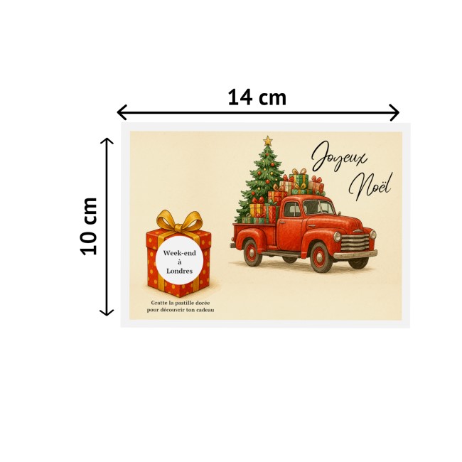 Carte à gratter personnalisée pour message surprise -Cadeau surprise, Voyage surprise - Motif Vintage Camionnette - EP4 Carte à gratter personnalisée pour message surprise -Cadeau surprise, Voyage surprise - Motif Vintage Camionnette - EP4