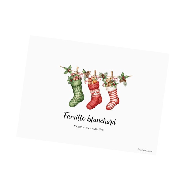 Affiche Famille Personnalisée Chaussettes Noël | Mlle Framboisine - EP3 Affiche Famille Personnalisée Chaussettes Noël | Mlle Framboisine - EP3