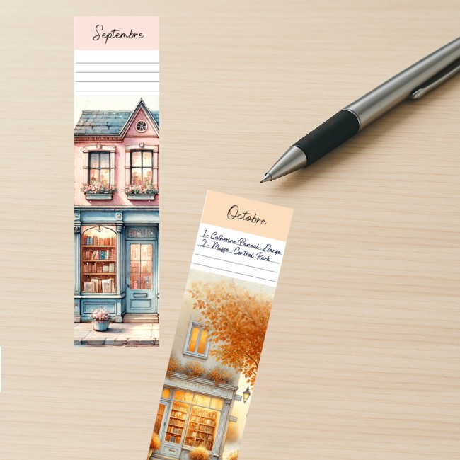 Marque-pages à personnaliser - Lot de 12 - 1 par mois - Motif Libraire papier aquarelle - EPG Marque-pages à personnaliser - Lot de 12 - 1 par mois - Motif Libraire papier aquarelle - EPG