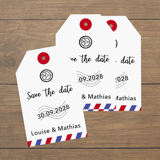 Save the date - Faire-part de mariage thème Voyage/Destination, style Billet avion -EPC