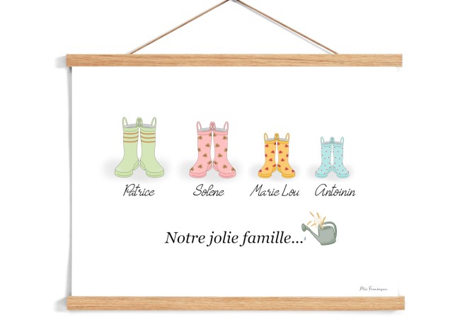 Affiche Famille Personnalisée Bottes de Pluie | Mlle Framboisine - ep3 Affiche Famille Personnalisée Bottes de Pluie | Mlle Framboisine - ep3