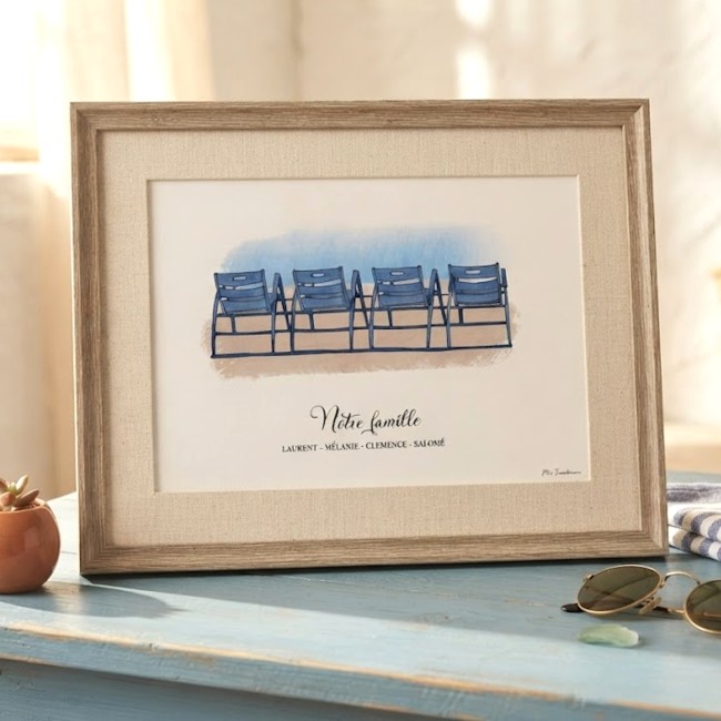 Affiche Famille Personnalisée – Les Chaises Bleues de Nice - EP7