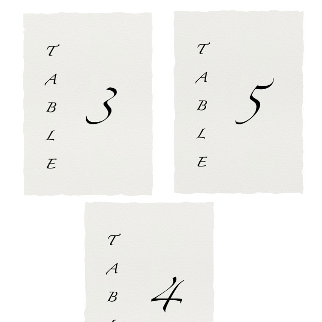 Carte Numéro ou Nom de table personnalisée pour mariage chic et élégant en Papier Texturé et Contours effet déchiré - EPD