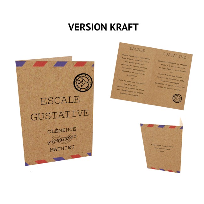 Menu Escale gustative pour Mariage ou Anniversaire thème Destination/Voyage, Avion - EPD