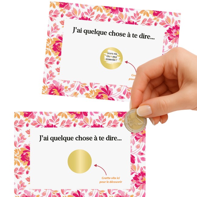 Carte à gratter pour annonce surprise - Demande de témoin ou Demoiselle d'honneur pour Mariage bohème, Botanique romantique - EP2