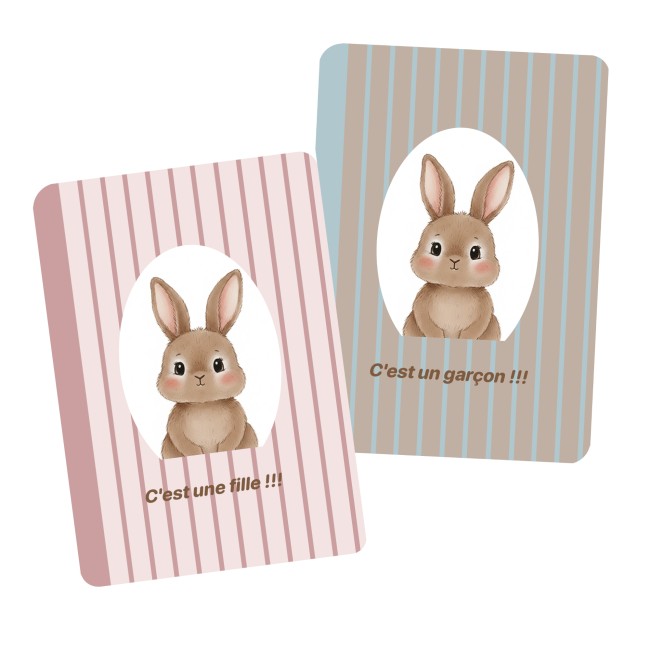 Carte Annonce sexe de bébé - Motif Petit lapin - EP1
