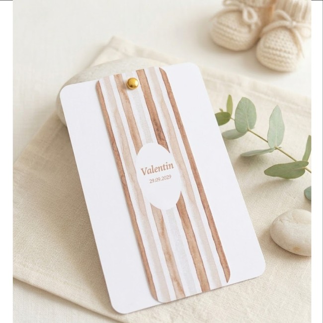 Faire-part de Naissance - Style Chic poétique - Motif rayures - EP1 Faire-part de Naissance - Style Chic poétique - Motif rayures - EP1