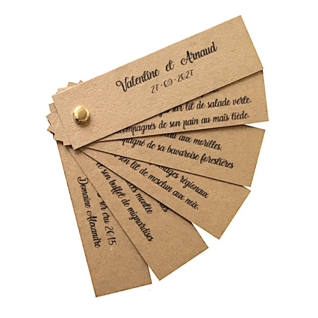 Menu Éventail en Kraft – Décoration de table Style Bohème & Champêtre - EPE
