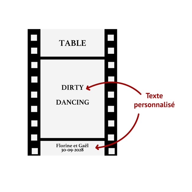 CARTE NOM DE TABLE PERSONNALISÉE POUR MARIAGE OU ANNIVERSAIRE THÈME CINÉMA - TITRE DE FILM PERSONNALISÉ - epD CARTE NOM DE TABLE PERSONNALISÉE POUR MARIAGE OU ANNIVERSAIRE THÈME CINÉMA - TITRE DE FILM PERSONNALISÉ - epD