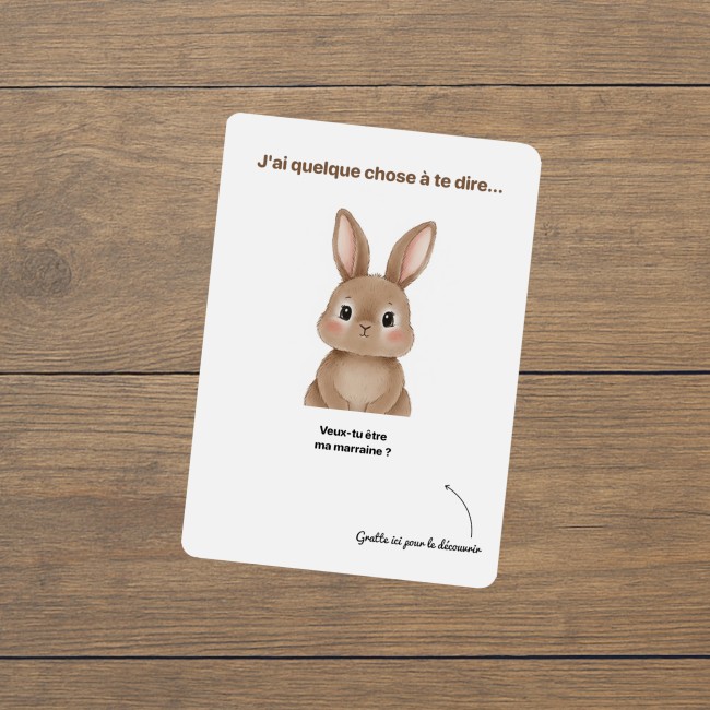 Carte à gratter Annonce grossesse personnalisée - Demande de parrain marraine - Petit lapin - EP4 Carte à gratter Annonce grossesse personnalisée - Demande de parrain marraine - Petit lapin - EP4