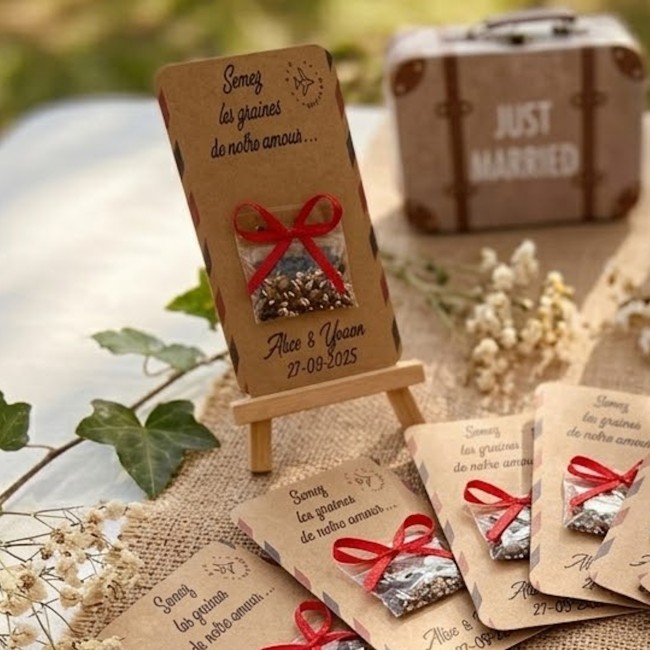 Cadeaux invités personnalisés - Graines à semer pour Mariage thème Voyage, Destination - EP3