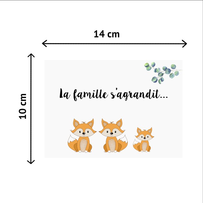 Carte Annonce grossesse personnalisée - Petits renards - Carte Annonce grossesse personnalisée - Petits renards -