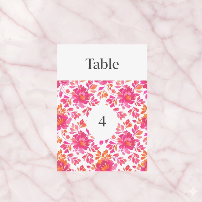 Carte Numéro de table personnalisée - Décoration Mariage ou anniversaire Botanique romantique - Romantic Folk - EP2