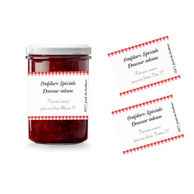 Etiquette autocollante personnalisée pour pot de confiture - Annonce grossesse originale - ep6 Etiquette autocollante personnalisée pour pot de confiture - Annonce grossesse originale - ep6