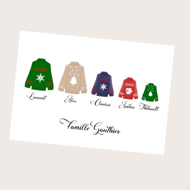 PAffiche Famille personnalisée - Décoration de Noël personnalisée - Pulls de Noel - Ep5 Affiche Famille personnalisée - Décoration de Noël personnalisée - Pulls de Noel - Ep5