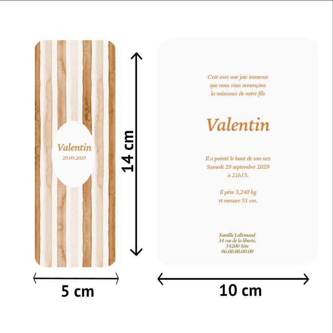 Faire-part de Naissance - Style Chic poétique - Motif rayures - EP3 Faire-part de Naissance - Style Chic poétique - Motif rayures - EP3