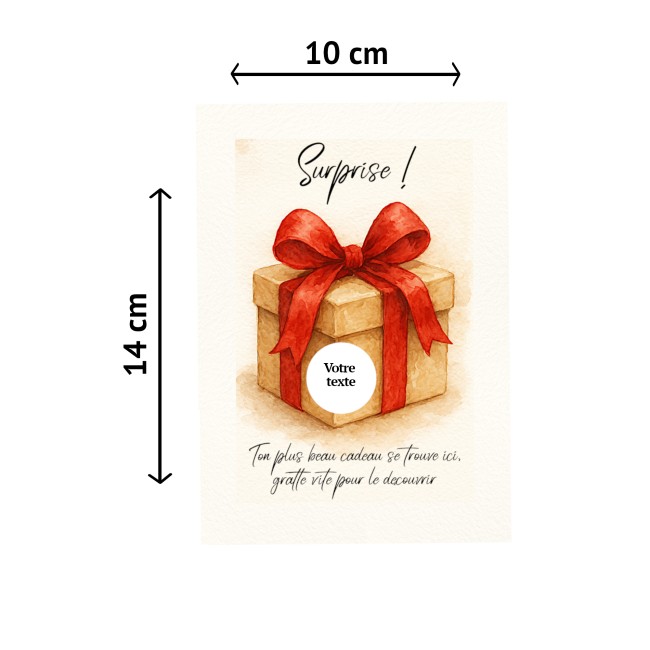 Carte à gratter personnalisée pour message surprise - Annonce surprise - Motif Cadeau de Noël style aquarelle - ep3
