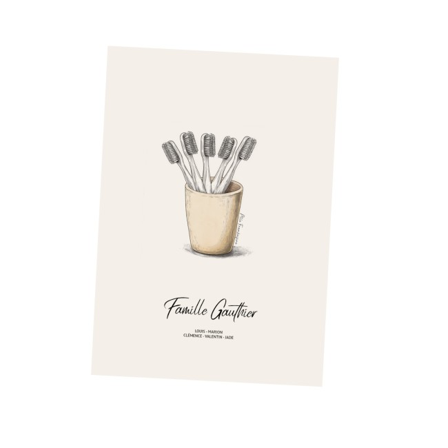 Affiche Portrait de Famille personnalisée - Brosse à dent - Décoration murale pour Salle de bain - EPD Affiche Portrait de Famille personnalisée - Brosse à dent - Décoration murale pour Salle de bain - EPD